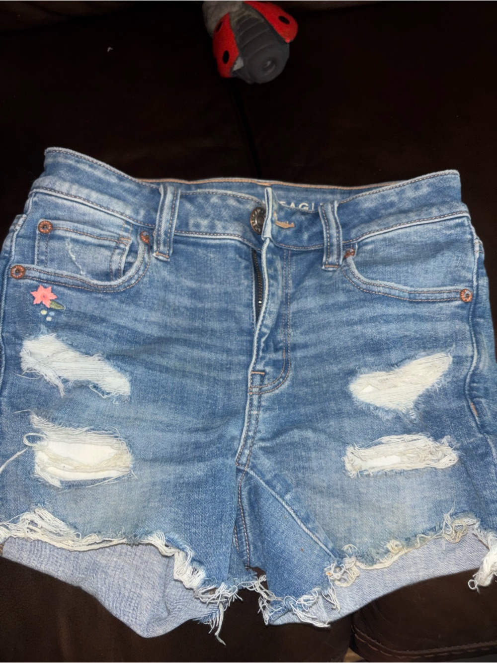 American Eagle Outfitters Distressed Light Blue Cropped Denim Shorts